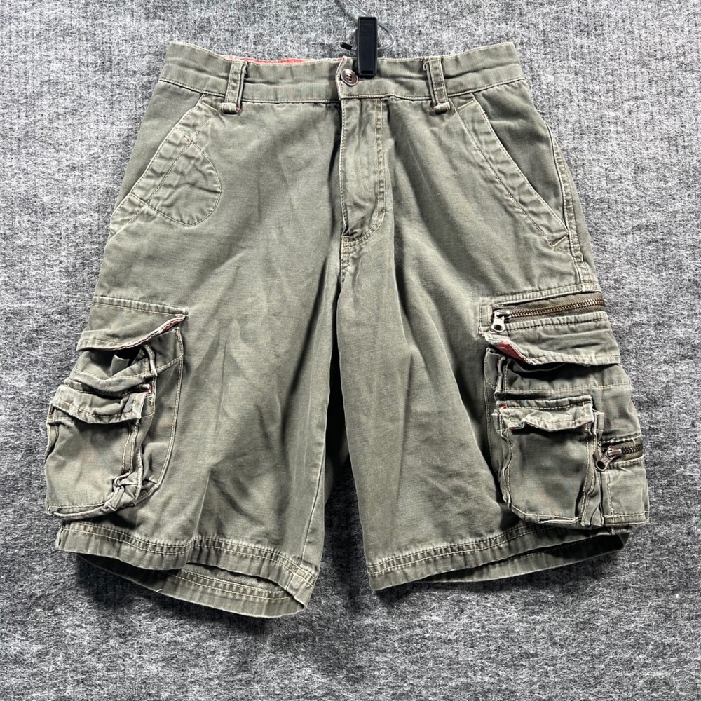 Wearfirst Vintage USA Boys Cargo Shorts Size 10 Olive Green Multi Pocket Cotton